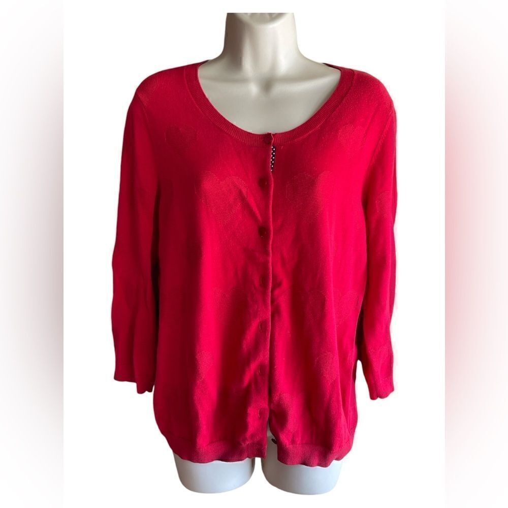 TALBOTS red heart print polkadot sweater